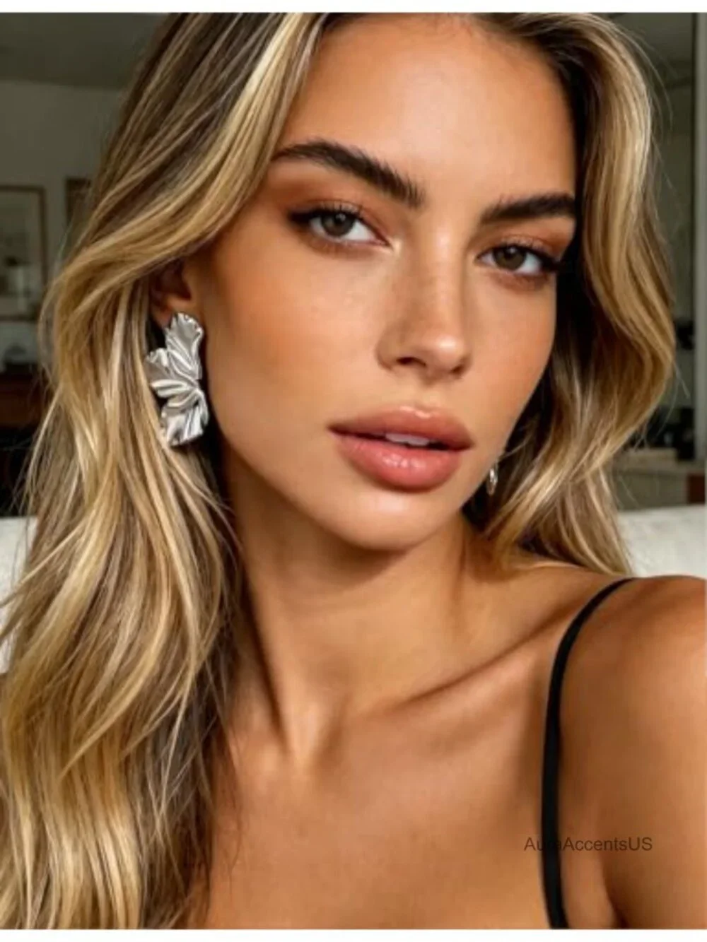 14K Gold Plated Floral Drop Earrings, Large Chunky Dangle Earrings for Women,